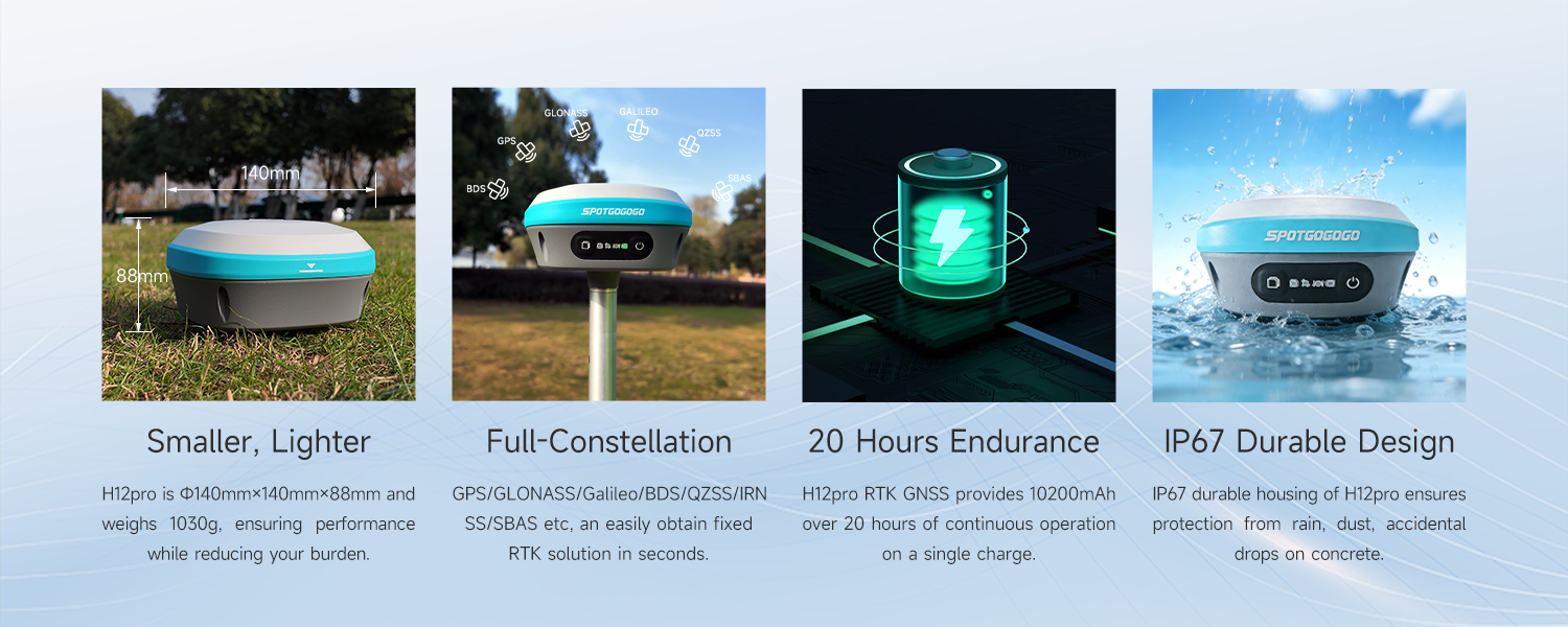 H12 Pro All In One GNSS Receiver Multi Constellation For High Precision Surveying