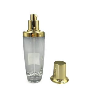 100ml Transparent Oval Cosmetic Bottle Gold Cap Lotion Customized Color
