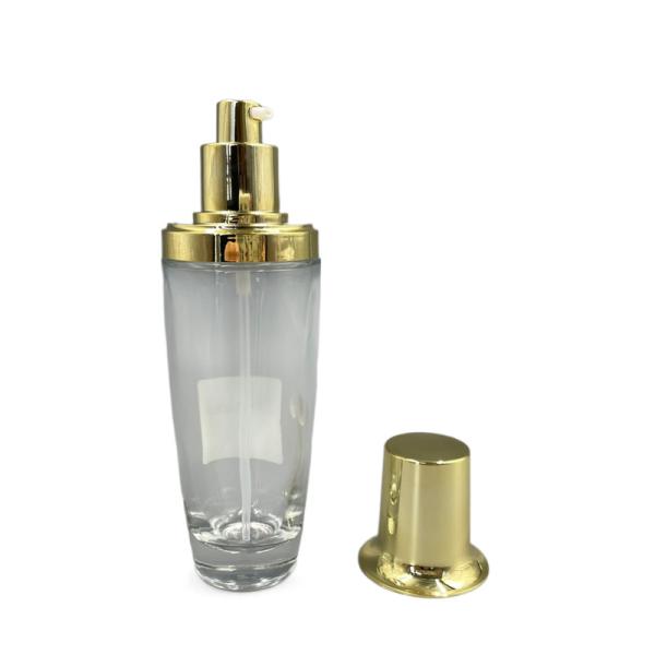 Quality 100ml Transparent Oval Cosmetic Bottle Gold Cap Lotion Customized Color wholesale