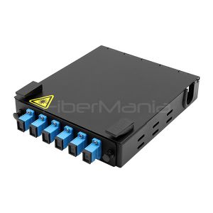 Wall Mount Fiber Enclosure With Splicing Module and 6 Ported SC/UPC LGX Adapter