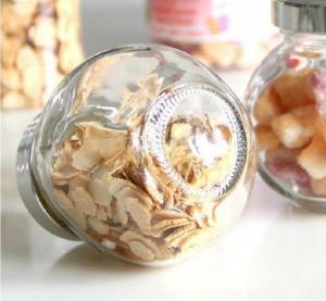 China Glass storage jar with electroplating acrylie lid top Food Grade Glass Candy Jars small glass jar on sale