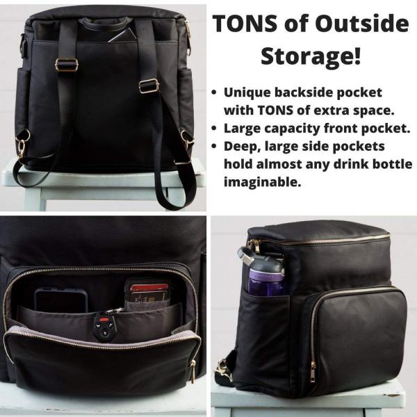 3 ways wearing Premium Vegan Leather Baby Diaper Backpack USB Charging Port