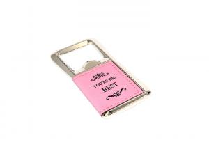 Cheap Rectangle PU Leather Keychain Bottle Opener Laser Engraved Hot Stamping for sale