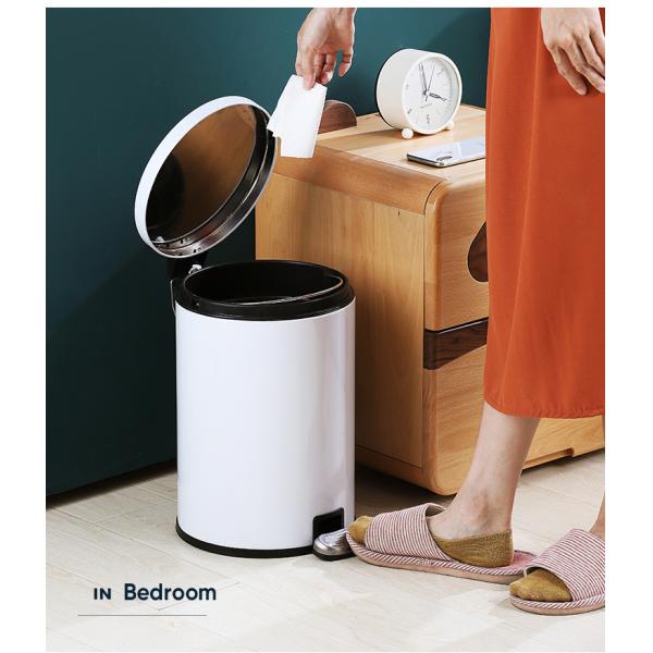 Stainless Steel Bin Round Shape Waste Trash Can 12L Home Trash Can Kitchen Household Hospital Pedal Dust Bin