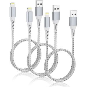 USB A To Lightning Braided Data Transfer Cable 2FT For Car Fast Charging