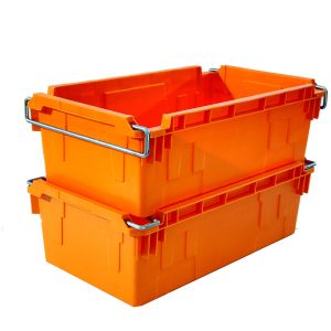 Stackable Hard Plastic Crates with Metal Handles 720*425*235mm External Size