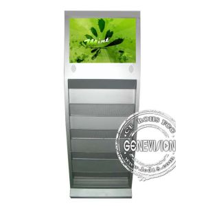 Floor Standing Kiosk Digital Signage With Newspaper Shelf