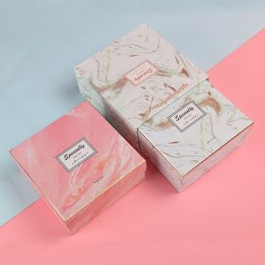 Custom Logo Marble Printing Birthday Gift Box With Paper Bag handmade Rigid