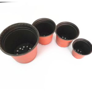 Custom design double color red color garden plastic pots for flower tree nursery