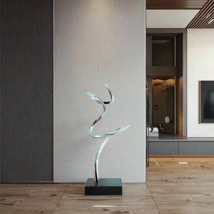 Mirror Polished Modern Abstract Metal Art Sculpture Elegant Luxury Decor for