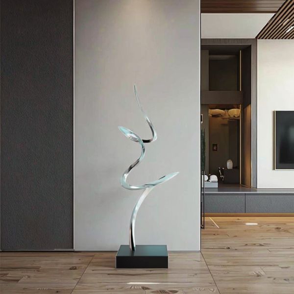 Mirror Polished Modern Abstract Metal Art Sculpture Elegant Luxury Decor for