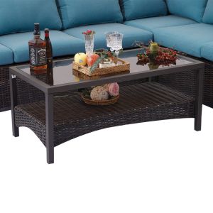 Patio Furniture Set Outdoor Sectional Sofa Conversation Set All Weather Wicker