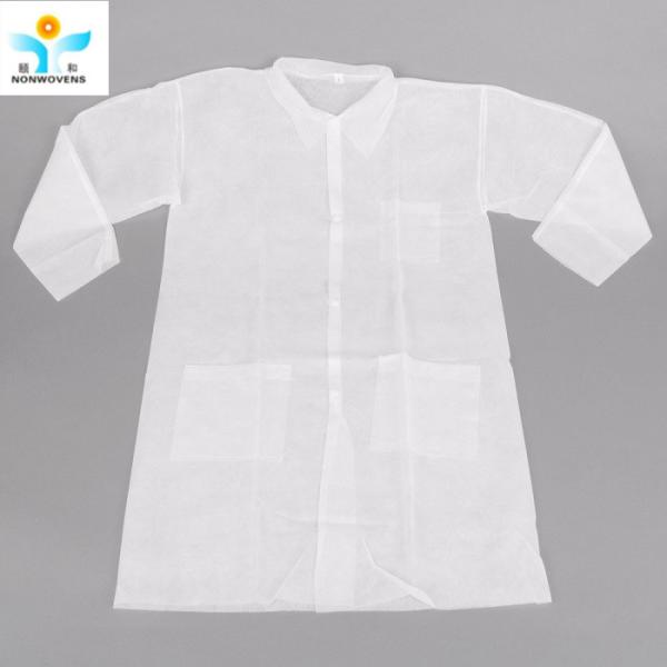 108*142cm,25-40gsm White Non Woven Lab Coats with knitted cuff