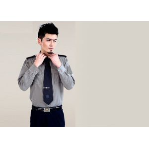Cotton Grey Color Security Guard Uniform Stand - Up Collar With Double Thread