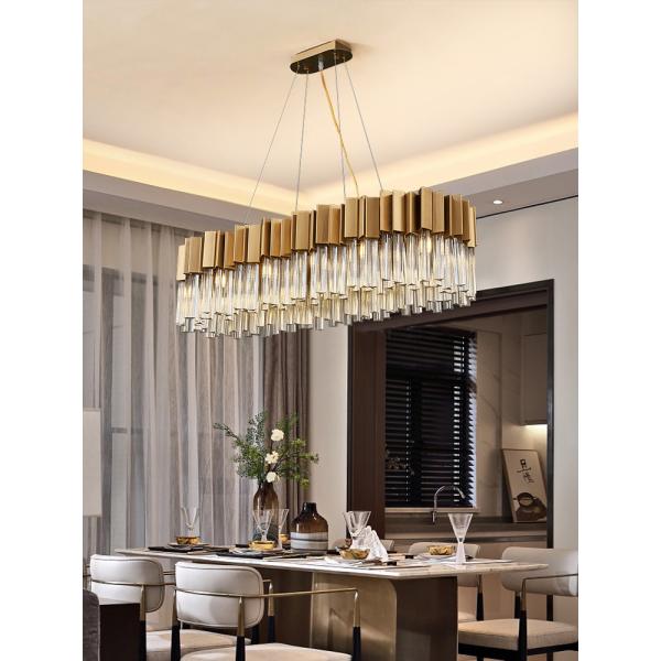 Luxury Led Crystal Chandeliers Dining Room Creative Rectangle foyer chandelier