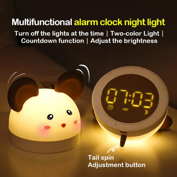 Silicone Cartoon Sleep Smart Alarm Clock With Night Light White Noise Sleep Trainer