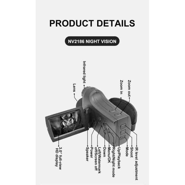 NV2186 Infrared Night Vision IR Camera Goggles Device 4K 30FPS Video and 8x Digital Zoom for hunting night fishing and boating