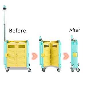 Folding Portable Rolling Crate Wheel Box Shopping Trolley With Lid Wear