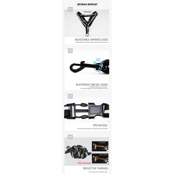 Adjustable Reflective Pet Dog Harness With Nylon Leash Outdoor Training For Small Medium Large Dogs