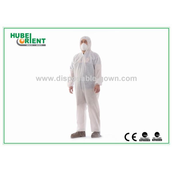 Free Size 55gsm Disposable Protective Coverall With Hood And Feetcover