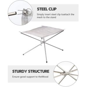 Tabletop Bio Fire Pit Collapsing Steel Mesh Fireplace for Camping Backyard and