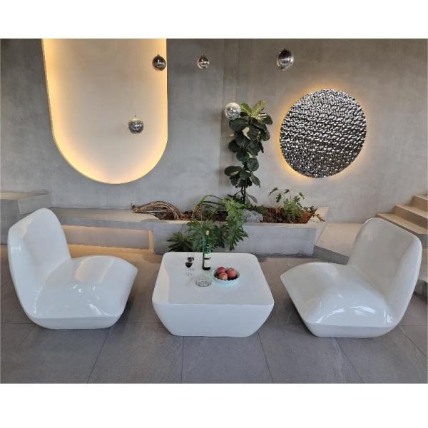 Custom Fiberglass Resin Furniture Table Chair Sets White color