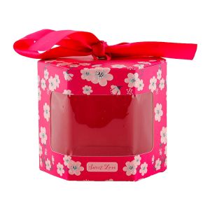 Custom Size Accepted Clear Window Round Candy Gift Paper Box With Ribbon For