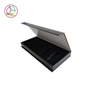 Rectangle Black Printed Cardboard Makeup Box With EVA Insert