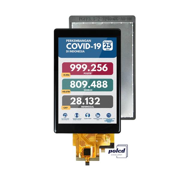Polcd Custom 3.5 Inch 320x480 Capacitive Touch Panel 500nit ST7796U IPS Tft Lcd