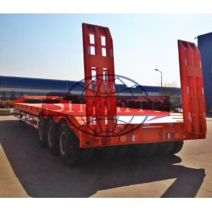 2x2 50 T Low Loader Semi Trailer , 2 Line Four Axle Heavy Duty Low Bed Trailers