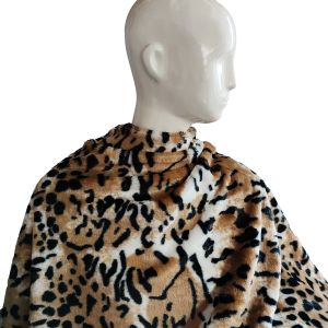 PV Fleece Faux Fur Plush Fabric For Shoes Garments Upholstery Leopard Printed