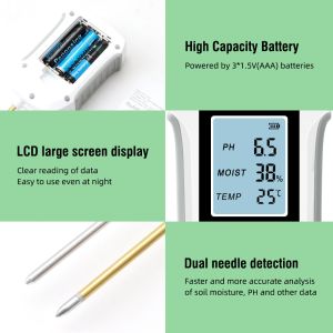 Digital PH Soil Meter 3 In 1 Garden Soil Acidity Temperature Moisture Tester