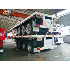 China Flat Deck Heavy Loading 4 Axles 60t Container Semi Trailer on sale