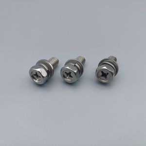 Stainless Steel Cross Recessed Hex Bolt With Lock Washer And Plain Washer