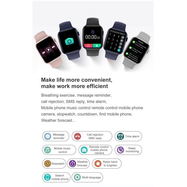 DT100 44mm Smart Watch Series6 Men Bluetooth Call 1.75" Full Touch ECG Blood Pressure Women Find Mobile PhonSmartwatch