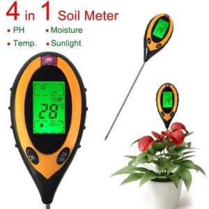 Cheap LCD Display Digital 4 in 1 Soil PH Meter with Temperature Moisture Sunlight Tester for sale