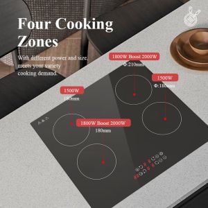 Recyclable 3 Burner Built In Induction Hob Cooktop Domino Type