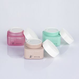 Square Shape Amber Cream Packaging Jar Personal Care Container 50g
