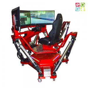 Cheap 3 Screen Dynamic Car Driving Simulator Machine 6 DOF Linkable for sale