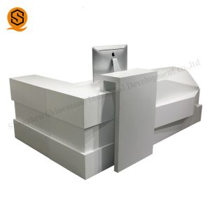 Solid Surface 2 Person Reception Desk With Seamless Joint