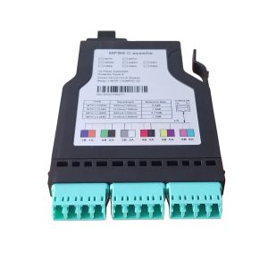 China Plastic MTP MPO Cassettes 1MPO To 12LC 12 Fiber Conversion G657A1 OM3 OM4 on sale