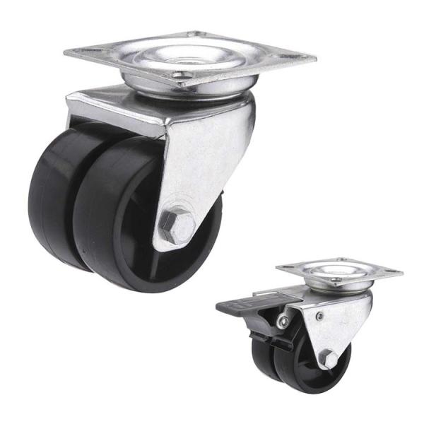Quality Solid 2" Black PP Wheels 154lbs Capacity Dual Wheel Industrial Casters wholesale
