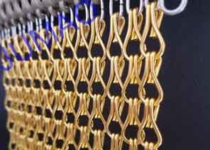 China 10mm × 24mm Metal Chain Link Curtains Golden String For Wall Coverings on sale