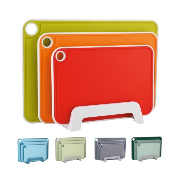 Logo Printed PP Plastic Kitchen Chopping Board with Juice Groove and Nonslip