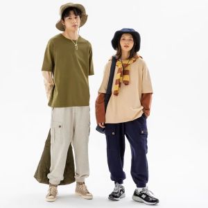 China                  Unisex Casual Two Long Sleeve T Shirt Men Women Spring Autumn Stitching Color Thick Cotton Tshirt All-Match Tops              on sale