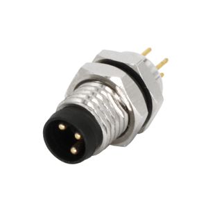 PCB M8 Panel Mount Connector Straight A Coding Male 3/4/5/6/8Pin Front Mounting