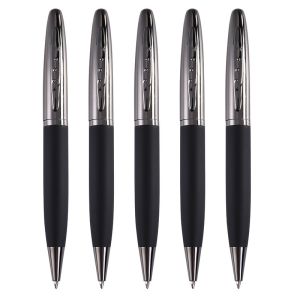 China Twist Type Business Metal Ball Point Pen 1.0mm Textured Grey Pen Barrel Signature Pen on sale