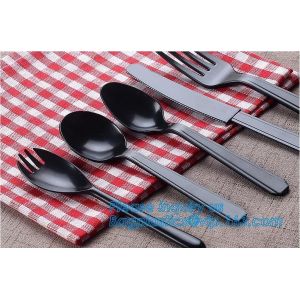 6" PS Disposable Plastic Forks Spoons Knives Western Cultery Sets in Restaurants