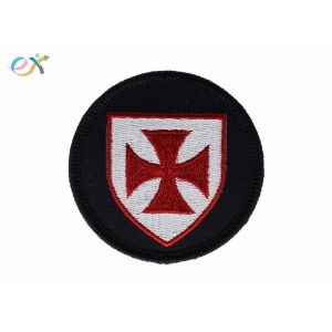 Durable Round Shape Custom Iron On Embroidered Patches With Merrow Border