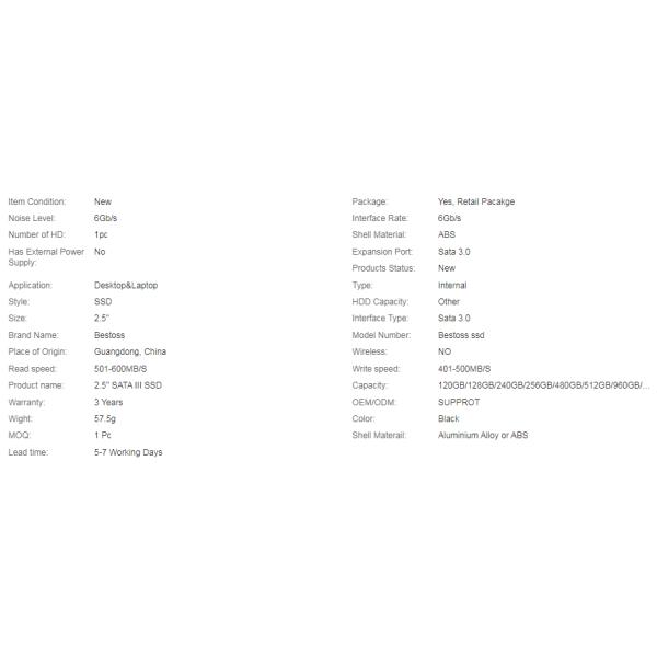Bestoss Oem 2.5Inch SATA 3 Hard Disk Disco Duro HD SSD Hard Drive 1tb 2tb 4tb
